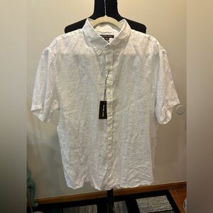 NWT Michael Kors Men's 100% Linen White Button Down Shirt Size XXL